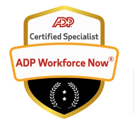 ADP certification badge. 