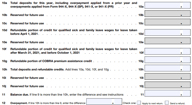 Form 944 section for information on deposits for the year. 