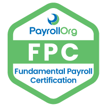 PayrollOrg Fundamental Payroll Certification badge. 