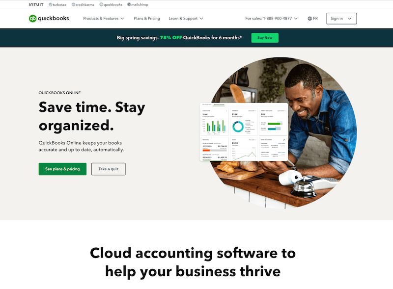 QuickBooks homepage